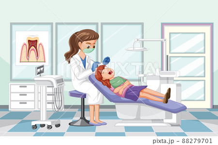 Dentist woman examining patient teeth in clinic 88279701