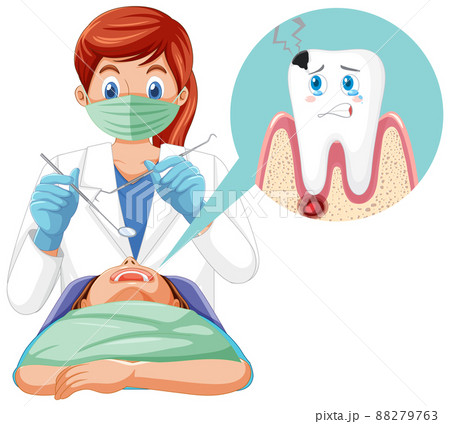 Dentist woman examining patient teeth on white background Dentist woman examining patient teeth on white background 88279763