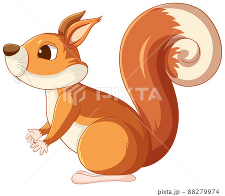 Cute cartoon squirrel on white backgroundのイラスト素材 [88279974