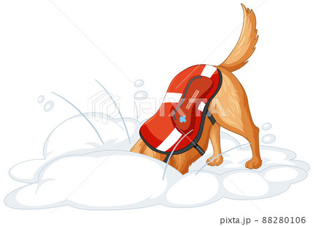 A dog in rescue uniform help people on white background A dog in rescue uniform help people on white background 88280106