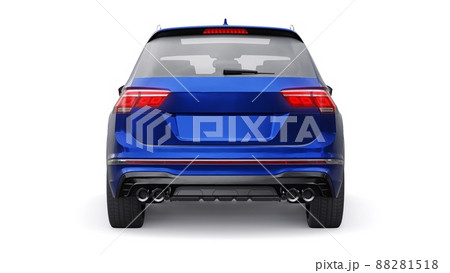 Compact blue sports city SUV for exciting driving, for work and family on a white isolated background. 3d rendering. 88281518