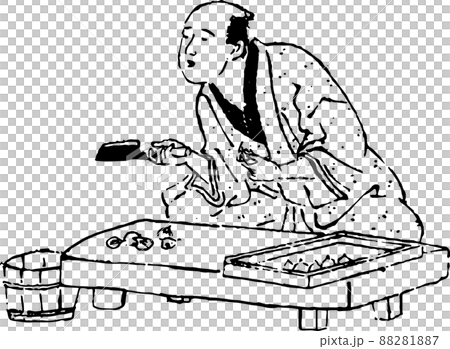 A man peeling garlic while talking 88281887