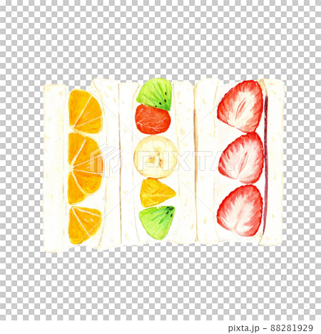 手描き水彩のフルーツサンドイッチのイラスト 88281929