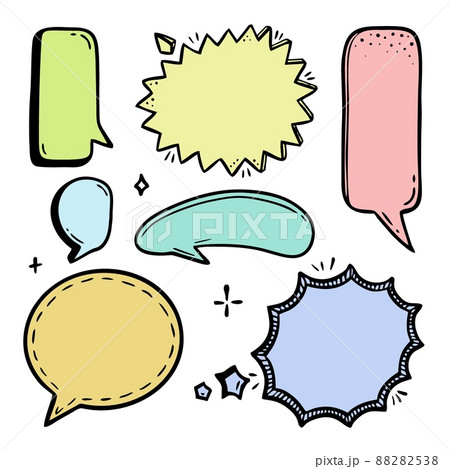 Comic speech bubble hand-drawn sketch in doodle style Vector illustration bubble chat, message element. Comic speech bubble hand-drawn sketch in doodle style Vector illustration bubble chat, message element. 88282538