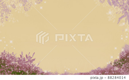 森の中の見晴らしのよい場所に開けた広い空の背景イラスト・レトロなラベンダートーン 88284014
