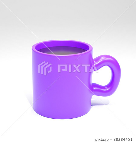Cute cartoon coffee mug on white background. 3d icon render. 88284451