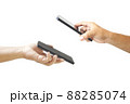 Hands using smartphones for scanning 88285074