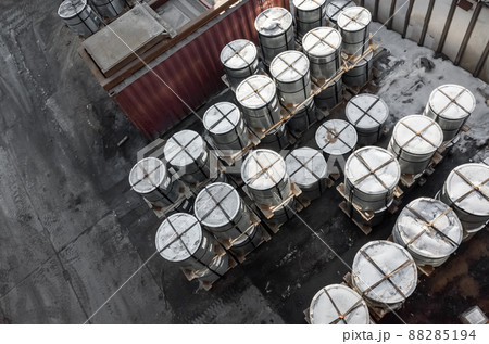 Outdoor storage of rolled steel products, metal rolls 88285194
