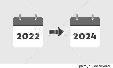 2022年と2024年の日めくりカレンダー： プロジェクト、年末年始、予定の変更・延期のイメージ素材 88285869