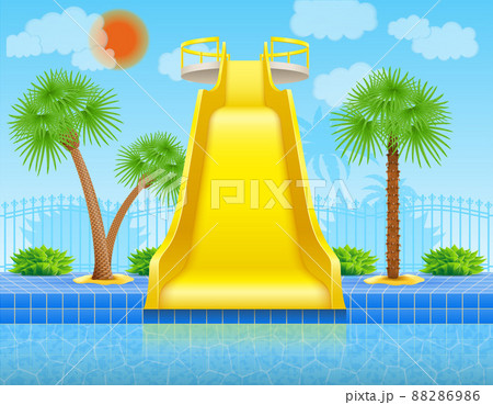 plastic water slide in the aqua park vector illustration 88286986
