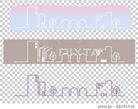 Simple and cute cityscape line illustration set 88291516