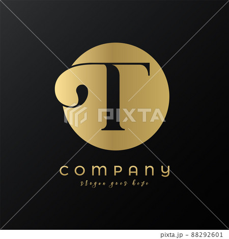 Abstract circle gold premium luxury letter T logo design 88292601
