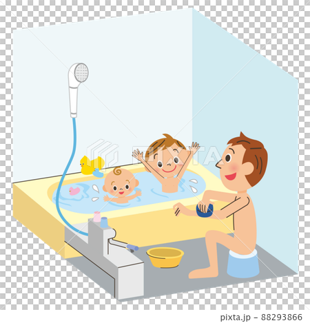 A child taking a bath with his father 88293866