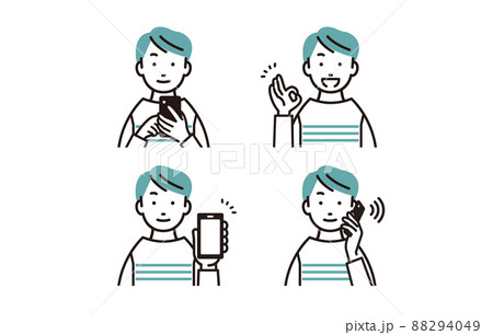 人物 スマホを持った小学生の男の子セット 人物 スマホを持った小学生の男の子セット 88294049