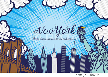 ポップアート風のニューヨークの街並み背景イラスト 88294090