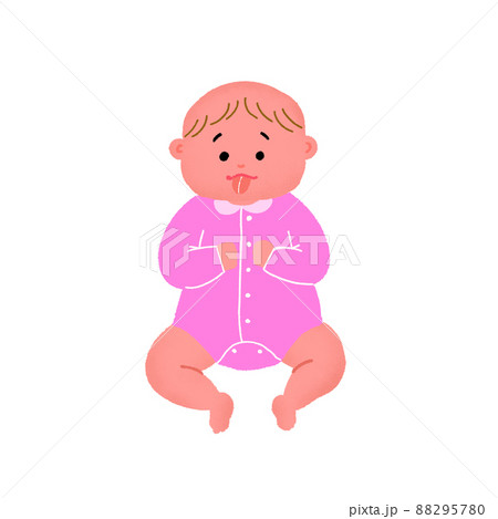 ベビー服姿のかわいい女の子の赤ちゃんのイラスト素材 5780