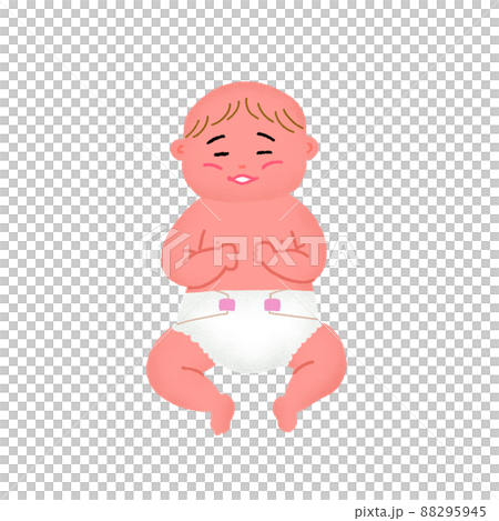 穿著尿布的裸體嬰兒和女孩 穿著尿布的裸體嬰兒和女孩 88295945