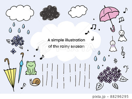 梅雨のラフな手描きイラスト 88296295