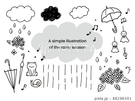 梅雨のラフな手描きイラスト 88296301