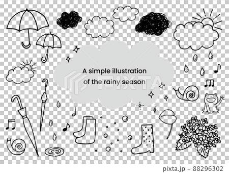 梅雨のラフな手描きイラスト 88296302