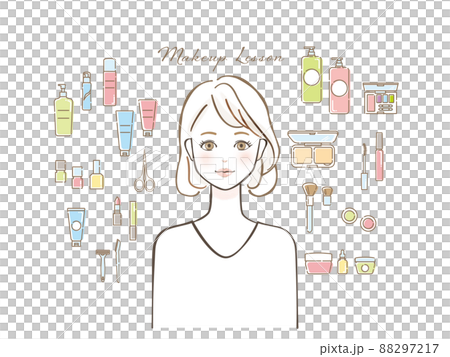 護膚品和女性插畫套裝 護膚品和女性插畫套裝 88297217