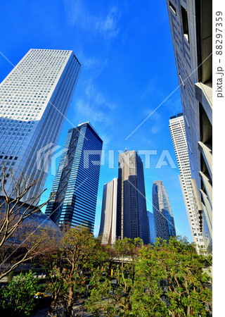春の新宿副都心、ビル群とさくら 春の新宿副都心、ビル群とさくら 88297359