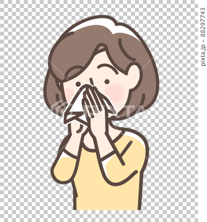 Woman blowing her nose 88297743
