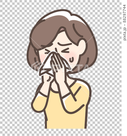Woman blowing her nose 88297744