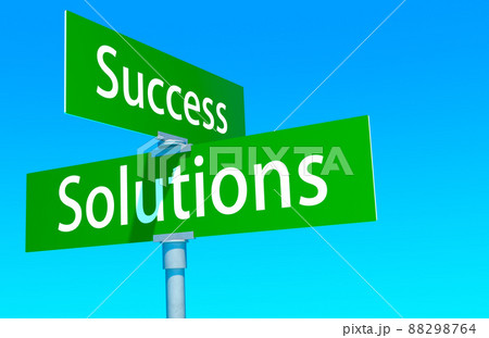 Road signs to success and solutions. Shot of two road signs reading Success and Solutions. Road signs to success and solutions. Shot of two road signs reading Success and Solutions. 88298764