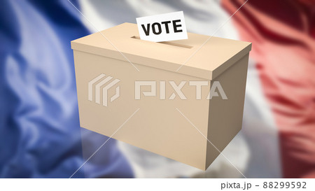The box and vote card for French presidential election 3d rendering 88299592