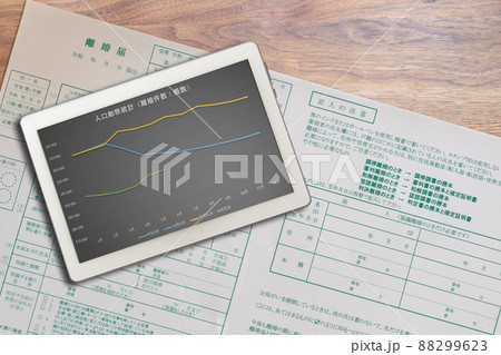 婚姻届け 結婚届 人口動態 結婚件数グラフ 88299623