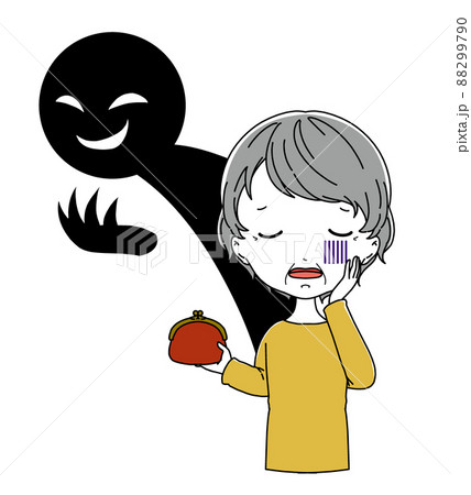 詐欺などの被害にあった高齢女性のイメージのイラスト 詐欺などの被害にあった高齢女性のイメージのイラスト 88299790