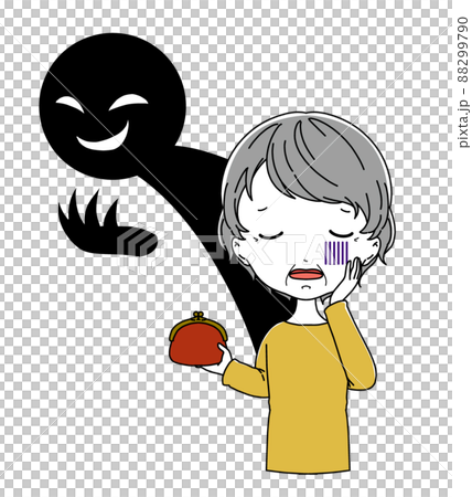詐欺などの被害にあった高齢女性のイメージのイラスト 詐欺などの被害にあった高齢女性のイメージのイラスト 88299790