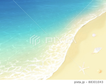 波打ち際と貝殻の背景素材 88301043