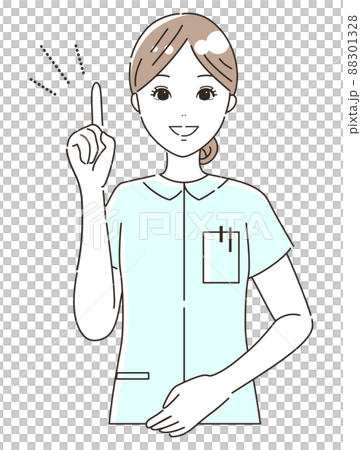 指さしポーズの看護師(医療従事者)のイラスト素材(上半身) 指さしポーズの看護師(医療従事者)のイラスト素材(上半身) 88301328