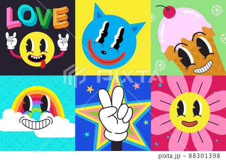 Hand drawn, flat, trendy, cartoon, collection, Old school, cartoonish, character, animation Hand drawn, flat, trendy, cartoon, collection, Old school, cartoonish, character, animation 88301398