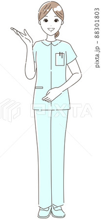案内・説明する看護師(医療従事者)のイラスト素材(全身) 案内・説明する看護師(医療従事者)のイラスト素材(全身) 88301803