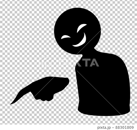 Silhouette material of the image of looking down pointing the finger of the black silhouette Silhouette material of the image of looking down pointing the finger of the black silhouette 88301809