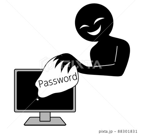 パソコンからパスワードを盗み取る悪人のイメージの素材 パソコンからパスワードを盗み取る悪人のイメージの素材 88301831