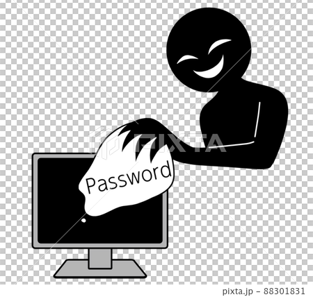 パソコンからパスワードを盗み取る悪人のイメージの素材 パソコンからパスワードを盗み取る悪人のイメージの素材 88301831