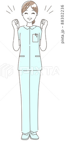 ガッツポーズで応援する看護師（医療従事者）のイラスト素材（全身） 88302236