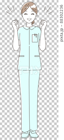 ガッツポーズで応援する看護師（医療従事者）のイラスト素材（全身） 88302236