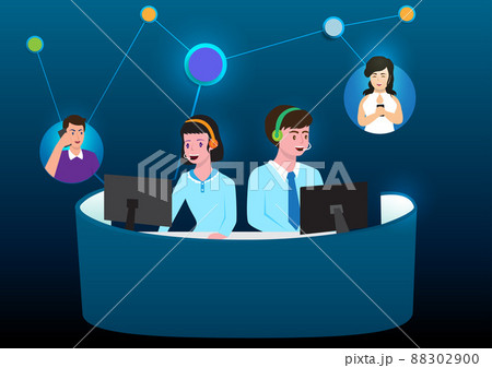 Businessman wearing headset working in office to support distant clients or colleagues 88302900