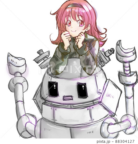 ロボットと女の子のイラスト素材 ロボットと女の子のイラスト素材