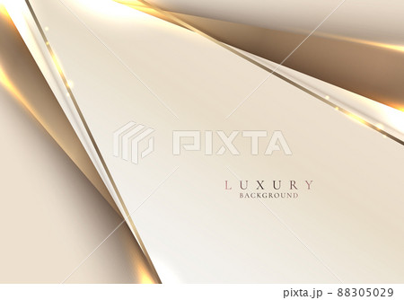Elegant abstract 3D golden diagonal lines lighting with light brown triangles shapes overlapping background 88305029