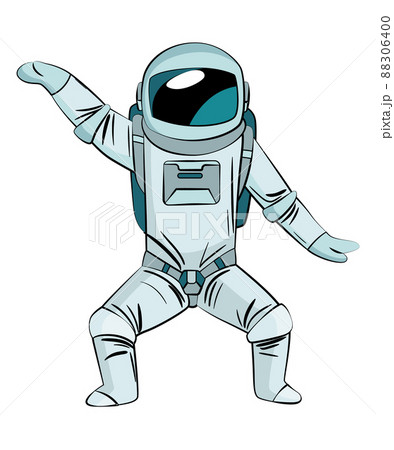 Astronaut or cosmonaut in spacesuit floating in weightlessness. Hand drawn spaceman for t-shirt print design. People exploring universe Astronaut or cosmonaut in spacesuit floating in weightlessness. Hand drawn spaceman for t-shirt print design. People exploring universe 88306400