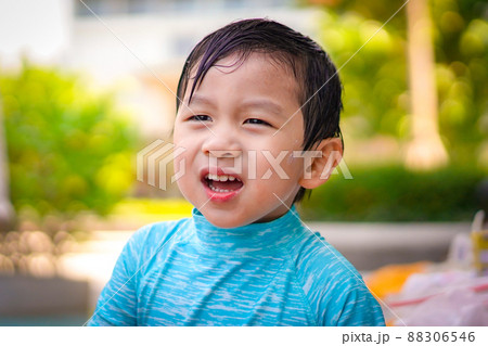 Closeup portrait Unhappy young Boy. Emotion Concept 88306546