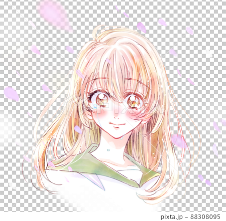 セーラー服の女子学生　笑顔　涙　桜吹雪 88308095