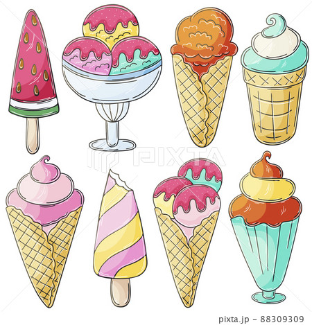 Illustration in hand draw style. Sweet dessert, graphic element for design Illustration in hand draw style. Sweet dessert, graphic element for design 88309309