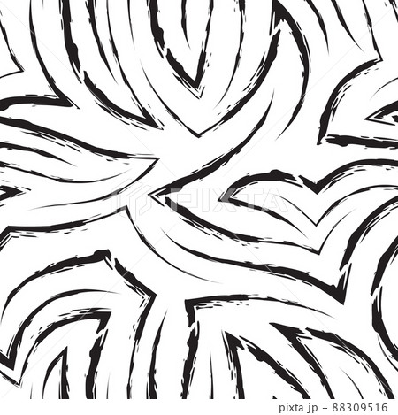 Simple monochrome seamless pattern of stripes with ragged edges. Black seamless pattern of abstract lines and corners in grunge style. Simple monochrome seamless pattern of stripes with ragged edges. Black seamless pattern of abstract lines and corners in grunge style. 88309516